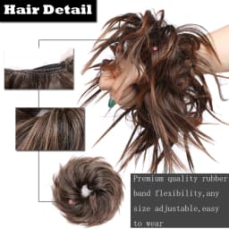 BENEHAIR Messy Hair Bun Hair Piece For Women Fluffy Tousled Updo Scrunchies Synthetic Wavy Scrunchy Ponytail 45g