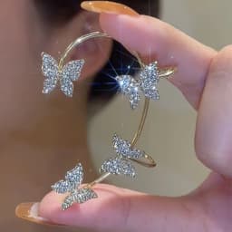 Fashion Zircon Butterfly Ear Clips Sparkling Rhinestone Ear Cuff Clips Earrings Without Piercing For Women Wedding Jewelry Gifts