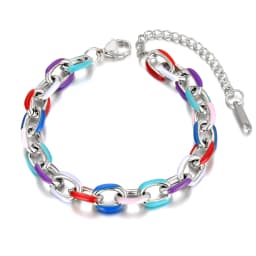 Lokaer Titanium Stainless Steel Chain & Link Bracelets Trendy 18k Gold Plated Colorful Glazed Charm Bracelet For Women B22038