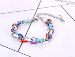 Lokaer Titanium Stainless Steel Chain & Link Bracelets Trendy 18k Gold Plated Colorful Glazed Charm Bracelet For Women B22038