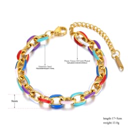 Lokaer Titanium Stainless Steel Chain & Link Bracelets Trendy 18k Gold Plated Colorful Glazed Charm Bracelet For Women B22038