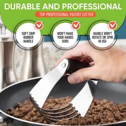 LMETJMA Spring Chef Dough Blender Pastry Cutter with Heavy Duty Stainless Steel Blades Multi-Purpose Dough Blender Mixer JT208
