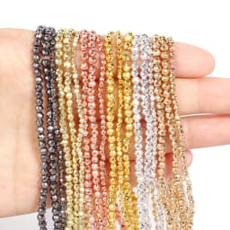 2mm 3mm Faceted Plated Gold Silver AB Color Austria Crystal Beads Tiny Loose Beads for Jewelry Making DIY Bracelets Accessories
