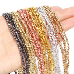 2mm 3mm Faceted Plated Gold Silver AB Color Austria Crystal Beads Tiny Loose Beads for Jewelry Making DIY Bracelets Accessories