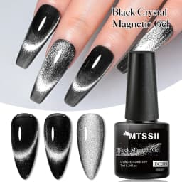 Mtssii 7ML Black Crystal Cat Magnetic Gel Sparkling Glitter Gel Nail Polish Semi Permanent UV Gel Nail Art No Need Base Color