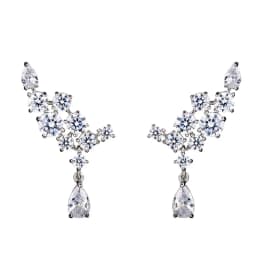 Huitan High-quality Silver Color Dangle Earrings for Women Aesthetic Wedding Accessories Lady's Party Earrings Statement Jewelry