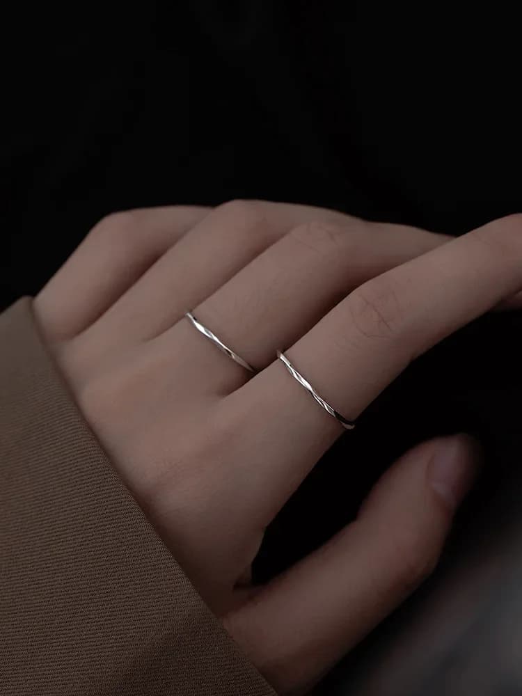 925 Sterling Silver Geometric bending Ring For Women Jewelry Finger Adjustable Open  Ring For Party Birthday Gift