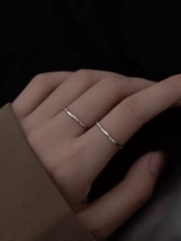 925 Sterling Silver Geometric bending Ring For Women Jewelry Finger Adjustable Open  Ring For Party Birthday Gift