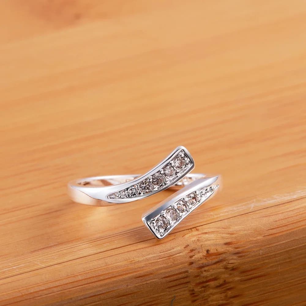 Hot 100% 925 Sterling Silver Crystal Ring for Women Adjustable Size Fashion Party Engagement Wedding Luxury Jewelry Holiday Gift