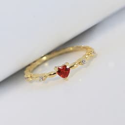 Huitan Exquisite Red Love CZ Engagement Proposal Rings for Women Thin Band Aesthetic Female Fashion Jewelry Fancy Birthday Gift
