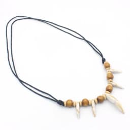 Tribal Imitation Wolf Teeth Beaded Necklace Adjustable Length Couple Necklace Amulet Gift