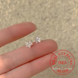 Original 925 Sterling Silver Crystal Star Stud Earrings for Women Girls Ear Needle Piercing Jewelry Party Wedding Sleeper Gift