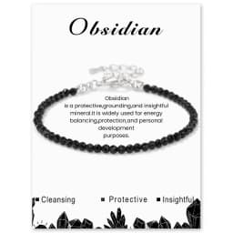 Natural Stone 3mm Faceted Beads Bracelet Obsidian Healing Energy Yoga Bracelet for Women Men Bracelet Adjustable Jewelry Gifts