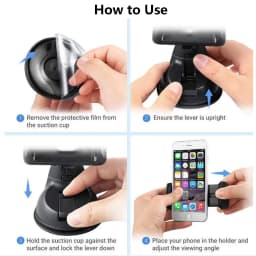 Car Suction Cup Phone Holder 360° Rotation Universal Dashboard Windshield Phone Mount for iPhone Samsung Android Smartphone GPS
