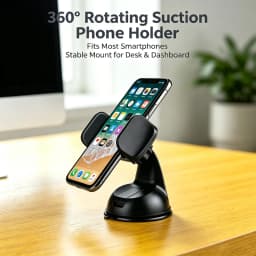 Car Suction Cup Phone Holder 360° Rotation Universal Dashboard Windshield Phone Mount for iPhone Samsung Android Smartphone GPS