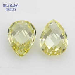 5A Pear Double CheckerBoard Cubic Zirconia Stone Multicolor Brilliant Cut Loose CZ Stones Synthetic Gems Beads For Jewelry
