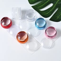 Round Silicone Nail Stamper With Scraper Transparent Soft Jelly Head Nail Art Stamping Plate Polish Print Transfer Tools