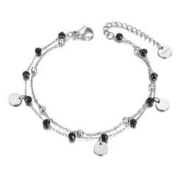 Lokaer Bohemia Style Stainless Steel Choker Necklace Bracelet Earrings Sets For Women Girls Black Crystal Chain Jewelry N21026