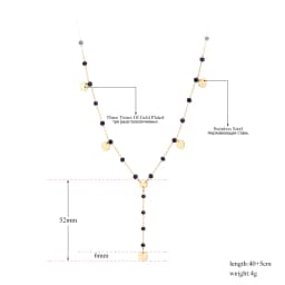 Lokaer Bohemia Style Stainless Steel Choker Necklace Bracelet Earrings Sets For Women Girls Black Crystal Chain Jewelry N21026