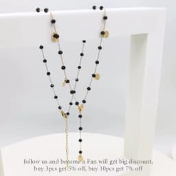 Lokaer Bohemia Style Stainless Steel Choker Necklace Bracelet Earrings Sets For Women Girls Black Crystal Chain Jewelry N21026