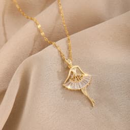 Sweet Elegant Ballerina Girl Crystal Zircon Pendant Necklaces For Women Korean Fashion Ladies Sexy Stainless Steel Jewelry Gift