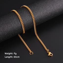 Skyrim Fashion 60cm Long Box Chain Necklace Men Stainless Steel Black Gold Color Link Chains Basic Punk Jewelry Wholesale