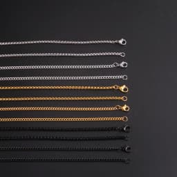 Skyrim Fashion 60cm Long Box Chain Necklace Men Stainless Steel Black Gold Color Link Chains Basic Punk Jewelry Wholesale