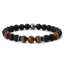 Noter Handmade Mens Bracelet 8mm Onyx Tiger Eyes Stone Beaded Braclet Hematite Healing Braslet Cadeau Homme Leisure Accessories