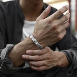 New Premium Silver Color Pixiu Bangles for Men Ethnic Style Vintage Simple and Domineering Opening Jewelry