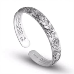 New Premium Silver Color Pixiu Bangles for Men Ethnic Style Vintage Simple and Domineering Opening Jewelry