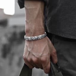 New Premium Silver Color Pixiu Bangles for Men Ethnic Style Vintage Simple and Domineering Opening Jewelry