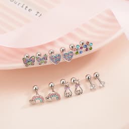 EVISPOL 1-6 Pairs Hypoallergenic Screwback Stud Earrings for Women 316L Stainless Steel Cute CZ Screw Back Earring Studs Set 20G