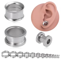 2pcs Surgical Steel Screw Fit Ear Gauges Tunnel Expander Body Piercing Double Flare Plugs Stretching Earrings for Unisex 3-25mm