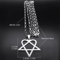 Hip Hop Rock Music Him Heartagram Star Heart Necklace for Women Men Stainless Steel Y2k Black Metal Band Goth Punk Chain Jewelry