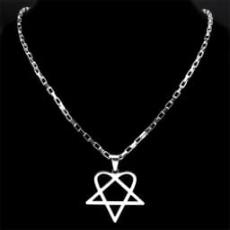 Hip Hop Rock Music Him Heartagram Star Heart Necklace for Women Men Stainless Steel Y2k Black Metal Band Goth Punk Chain Jewelry