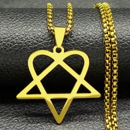 Hip Hop Rock Music Him Heartagram Star Heart Necklace for Women Men Stainless Steel Y2k Black Metal Band Goth Punk Chain Jewelry