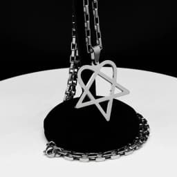 Hip Hop Rock Music Him Heartagram Star Heart Necklace for Women Men Stainless Steel Y2k Black Metal Band Goth Punk Chain Jewelry