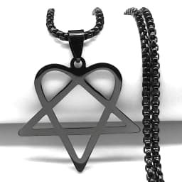 Hip Hop Rock Music Him Heartagram Star Heart Necklace for Women Men Stainless Steel Y2k Black Metal Band Goth Punk Chain Jewelry