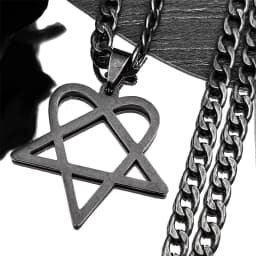 Hip Hop Rock Music Him Heartagram Star Heart Necklace for Women Men Stainless Steel Y2k Black Metal Band Goth Punk Chain Jewelry