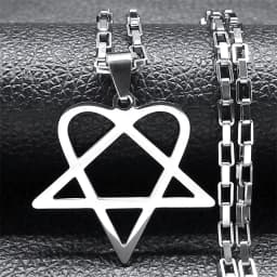 Hip Hop Rock Music Him Heartagram Star Heart Necklace for Women Men Stainless Steel Y2k Black Metal Band Goth Punk Chain Jewelry