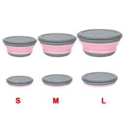 Folding Lunch Box Bowl Sets Silicone 3Pcs/Set Food Container Tableware Set Foldable Salad Bowl with Lid Portable