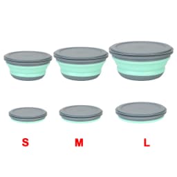 Folding Lunch Box Bowl Sets Silicone 3Pcs/Set Food Container Tableware Set Foldable Salad Bowl with Lid Portable