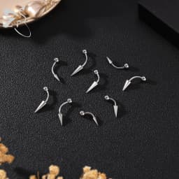 ZS 10Pcs/lot 16G Spike Curved Barbell Eyebrow Ring Internally Threaded Eyebrow Piercing Cone Helix Earring 6/8/10mm Lip Piercing