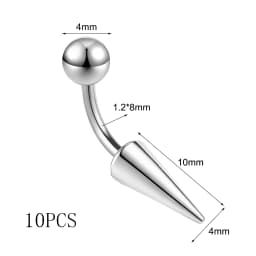 ZS 10Pcs/lot 16G Spike Curved Barbell Eyebrow Ring Internally Threaded Eyebrow Piercing Cone Helix Earring 6/8/10mm Lip Piercing