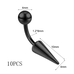 ZS 10Pcs/lot 16G Spike Curved Barbell Eyebrow Ring Internally Threaded Eyebrow Piercing Cone Helix Earring 6/8/10mm Lip Piercing