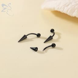 ZS 10Pcs/lot 16G Spike Curved Barbell Eyebrow Ring Internally Threaded Eyebrow Piercing Cone Helix Earring 6/8/10mm Lip Piercing