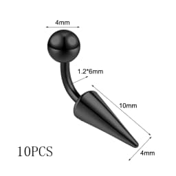 ZS 10Pcs/lot 16G Spike Curved Barbell Eyebrow Ring Internally Threaded Eyebrow Piercing Cone Helix Earring 6/8/10mm Lip Piercing