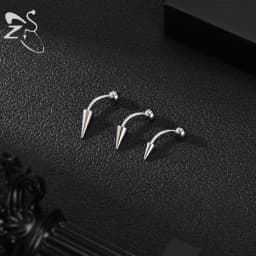 ZS 10Pcs/lot 16G Spike Curved Barbell Eyebrow Ring Internally Threaded Eyebrow Piercing Cone Helix Earring 6/8/10mm Lip Piercing