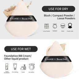 Maange 3Pcs Makeup Brushes + 2Pcs Triangle Powder Puff Set Concealer Eye Shadow Makeup Brush Blending Cosmetic Beauty Tools