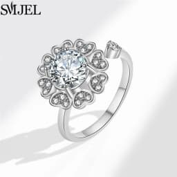 SMJEL Fashion Cherry Blossom Anxiety Ring Fidget Spinner Rings for Women Cute Cat Bee Bunny Butterfly Rotating Ring Wedding Gift